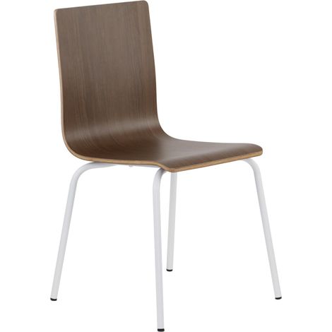 Sedia in compensato color noce scuro con struttura bianca. Modello WERDI B. (1/5)