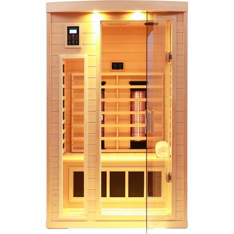 Zwei Person Hemlock Keramik Heizung Lampe und Fern Infrarot Sauna Raum, KINSI (1/5)