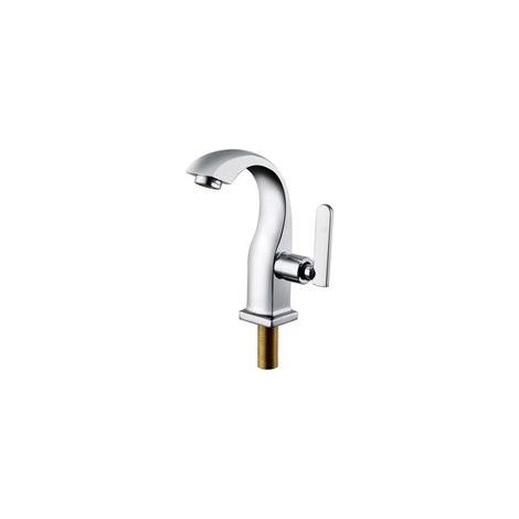 Robinet d'eau froide unique Chrome Salle de bain Lavabo Robinet Cuivre Levier unique Bec Bassin Bain Robinet d'eau froide Maison Jardin Accessoires (1/2)