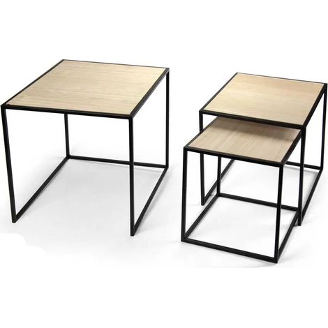 Set 3 tavolini quadrati in metallo cm 40/35/30