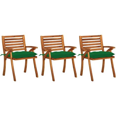 vidaXL Sillas de comedor jardín con cojines 3 uds madera maciza acacia (1/5)
