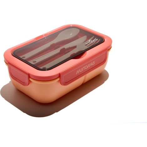 Lunch Box 1100 ml, porte-repas avec couverts et trois compartiments intérieurs, boîte à lunch hermétique pour aliments, boîte à lunch micro-ondes, lave-vaisselle et congélateur, couleur (1/5)
