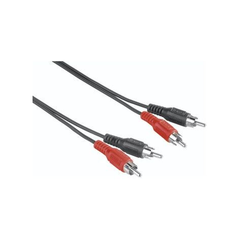 Câble audio - HAMA - 2 fiches RCA mâles - 1,5 m - Noir - Connecteur RCA mâle