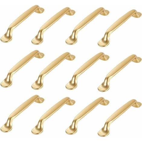 12 poignées de meubles dorées, poignées de placards de cuisine, poignées de tiroirs, poignées de portes de placards de chambre, poignées de portes de placards de cuisine dorées