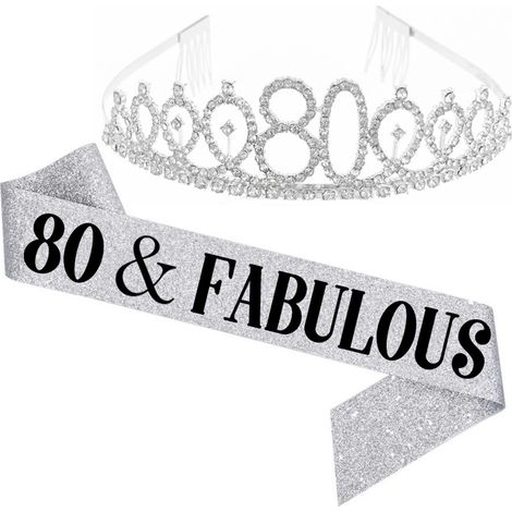 Ensemble couronne et bandoulière pour fête d'anniversaire (10, 13, 18, 21, 30, 40, 50, 60, 70, 80 ans) (1/5)