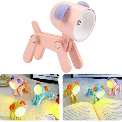 DIY LED Eye Guard Night Light Cartoon animal lampe de table portable pliable avec support (Rose) (1/5)