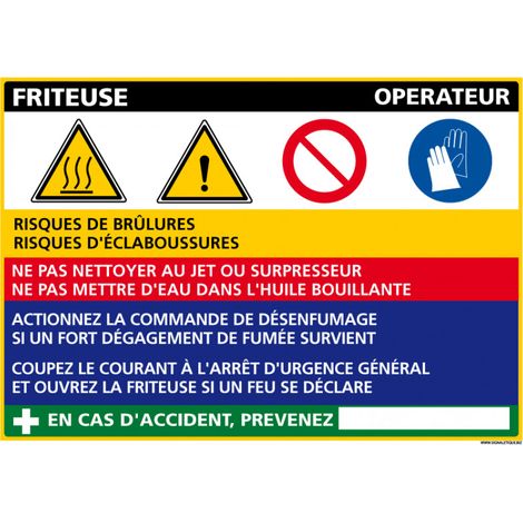 Panneau Fiche de Poste Friteuse (C1084) - Adhésif - 300 x 210 mm