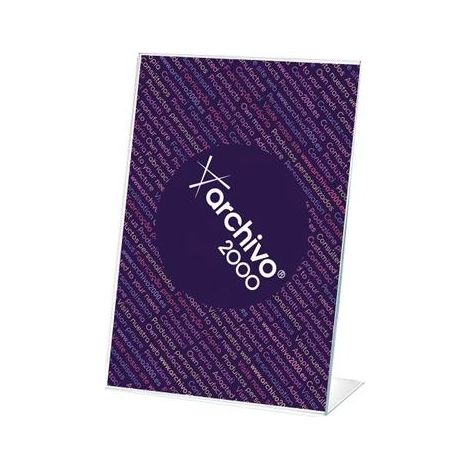 File 2000 desktop display stand l-shaped din a6 vertical 45x105x155 mm klarglas