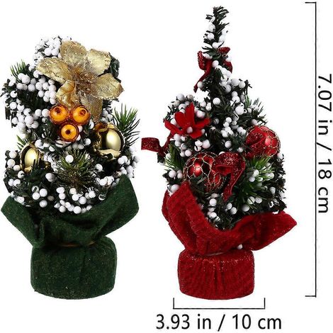 Lot de 2 décorations de Noël miniatures, sapin de Noël de table, sapin de Noël artificiel (1/5)