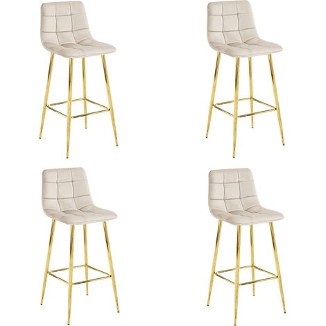 Sgabello Valora TEOTO Beige in velluto con piedi dorati per cucina x4