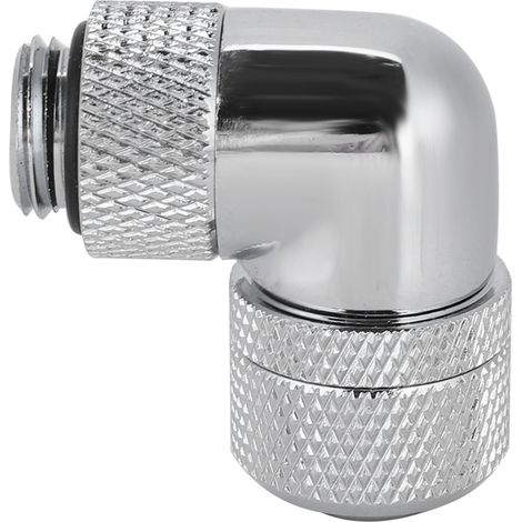 Raccord de refroidissement à eau fileté G1/4, coude à angle droit 90° pour tube mince (argenté) (1/5)