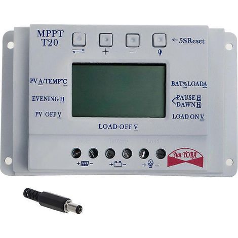 Régulateur de charge de batterie solaire MPPT 12V/24V avec écran LCD 20/30/40A, contrôleur de charge T20 3 (1/5)