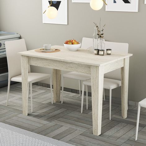 Mesa Fija Zane, 6 Plazas, Rectangular, Soporta 120 kg, 110x72x75h cm Beige Mármol (1/5)