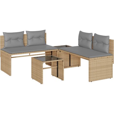 Maison Exclusive - Juego de sofás jardín con cojines 4 pzas ratán (1/5)
