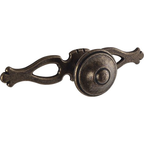 Knopf Flores mit Platte Breite 108 mm, Tiefe 31 mm, ZN antik messing brüniert (1/3)