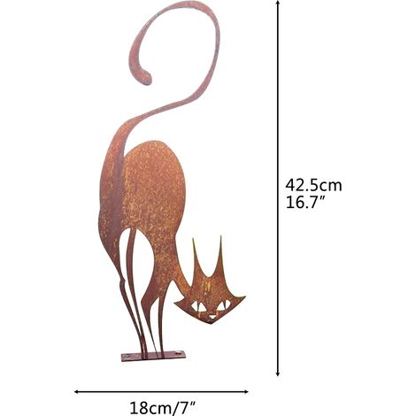 Silhouette de chat en métal, sculpture décorative à piquer pour jardin, décoration d'Halloween pour extérieur, ornement de pelouse (1/5)