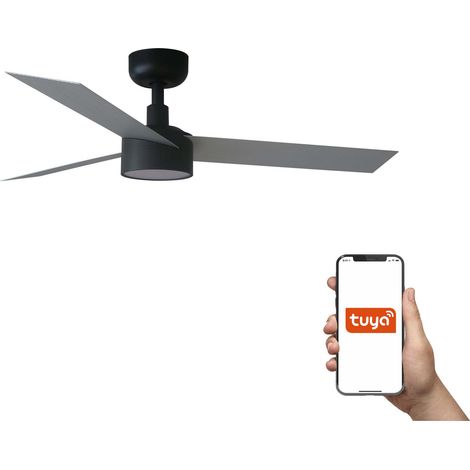 Faro Cruiser Petit ventilateur de plafond 3 pales noir mat, aluminium, avec éclairage 2700 - 4000 - 6500 K, système intelligent Tuya (1/4)