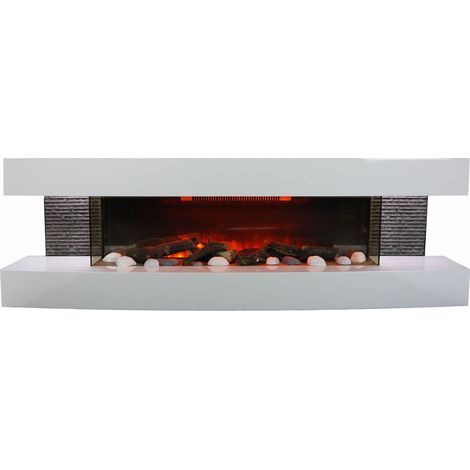 Chemin'Arte – Cheminée électrique murale Lounge 3XL 152 cm – Effet flammes LED personnalisable – Chauffage 2000W pour 30 m² – Télécommande incluse