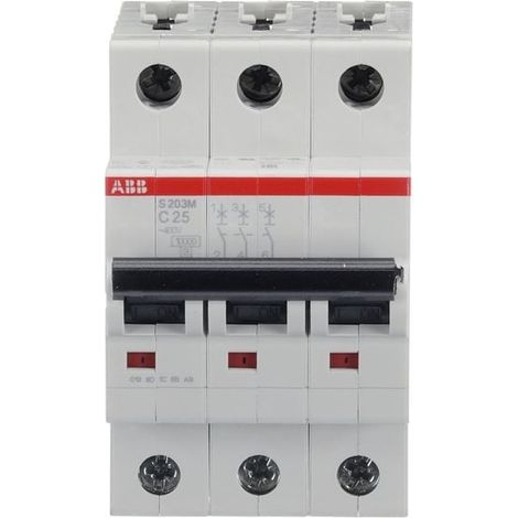 Disjoncteur S203M 3P 25A Courbe C Raccordement à vis - 15KA (3Modules) 2CDS273001R0254 ABB 354340