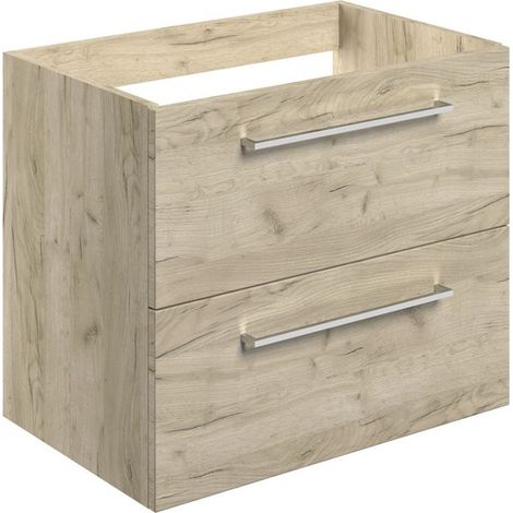 Signature Aalborg Wall Hung 2-Drawer Vanity Unit 590mm Wide - Oak (1/3)