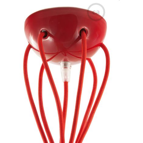 creative cables - Kit rosone in Ceramica a 7 Fori - Rosso
