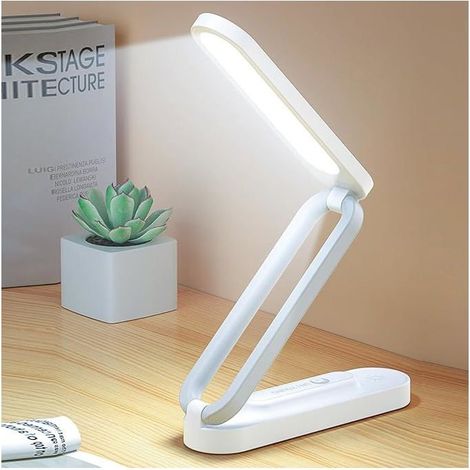 Lampe de Bureau LED Sans Fil Pliable - Table à Intensité Variable 3 Niveaux - Douce Pour les Yeux - Lecture Rechargeable USB (1/4)