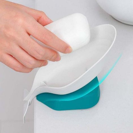 Green soap dish, soap dish, soap holder, plastic soap dish, suction cup, soap disc, bathroom items, travel accessories (1/4)