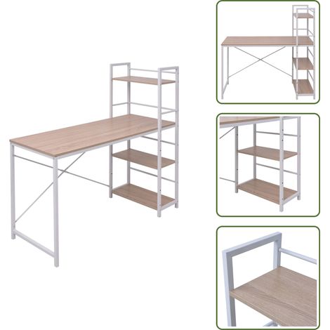 Schreibtisch mit Bücherregal mit 4 Böden Eiche - Bürostuhl - Schreibtisch - Home Office - Regal - Holzoptik (1/5)