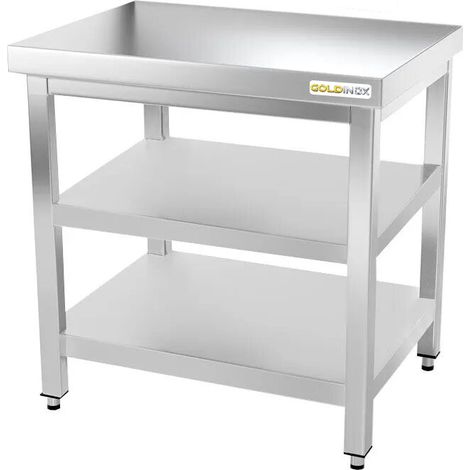 Table de travail en inox 800 x 500 mm avec 2 étagères PREMIUM - GOLDINOX (1/4)