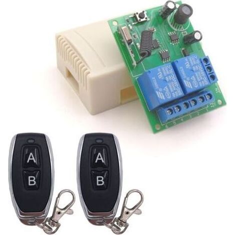 Commutateur de télécommande sécurisé DC 12V 24V 30V sans Fil 433Mhz RF 10A récepteur de Relais avec 2 émetteurs, pour Moteur, lumière, Porte de Portail, contrôleur de Bricolage (1/5)