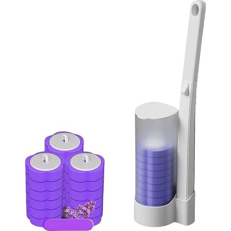 Brosses WC Jetables avec Support 18 Recharges Violet (1/4)