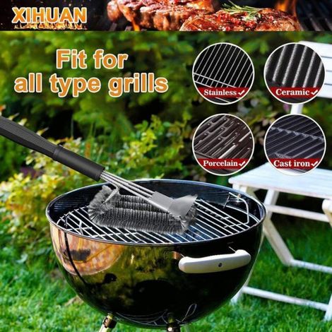 Brosse Barbecue - Acier Inoxydable - Poignée Longue 45 Cm - Pour Grill Gaz Charbon Fumoir - 1 Pièce (1/5)
