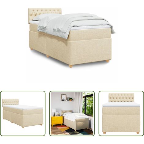 Matratze - Boxspringbett mit Matratze Creme 80x200 cm Stoff (1/5)
