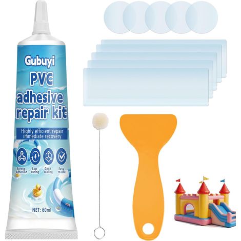 60ml Kit Reparation Piscine, Rustine Piscine, Rustine Matelas Gonflable  Imperméable et Transparent, Colle PVC, Réparation Liner Piscine, Kit de Réparation de Piscine avec Rustines Transparentes (1/5)