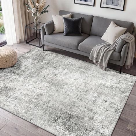 Tapis de Salon Lavable en Machine 120x180 cm Gris/Blanc (1/5)