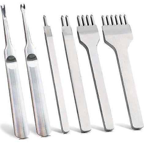 6 Stück 1/2/4/6 Zähne DIY Diamant Schnürung Nähmeißel Set Leder Kantenbesatz DIY Bastelwerkzeug, Ind (1/5)
