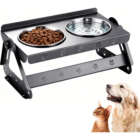 Gamelles Surélevées pour Chiens: Support Gamelle Chien Surelevee, Ajustable en Hauteur Et Inclinable, 2 Bols en Acier Inoxydable, Porte Gamelle Chien pour Chiens De Taille Moyenne Et Grande (1/5)