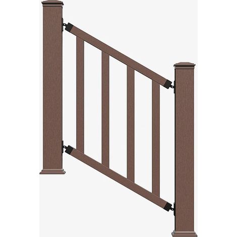 Garde-corps en composite à poser sur escalier - Kit de départ - H100 x L100 cm - Naturel foncé - GUARO (1/2)