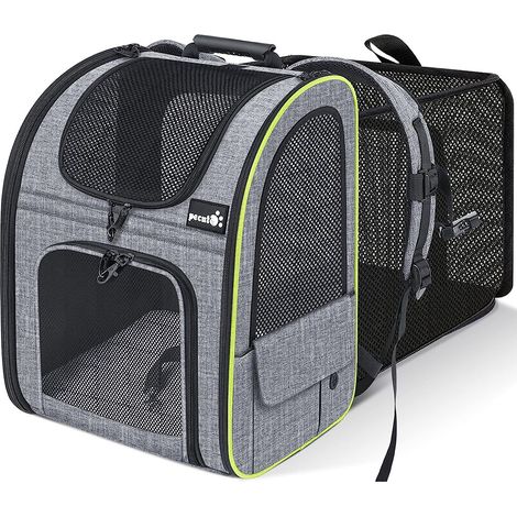 1 Sac à dos extensible pour animaux, fenêtre en maille, fermeture anti-fuite, sangles rembourrées, voyage chien chat (1/5)