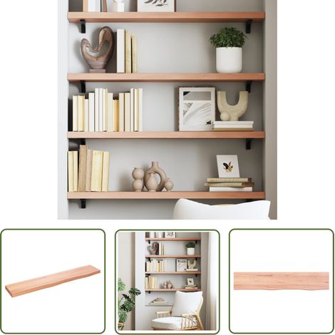 The Living Store Wandregal Hellbraun 100x20x4 cm Massivholz Eiche Behandelt - Wandregal - Eichendielen - Holzmöbel - Landhausstyle - Deko Regal (1/5)
