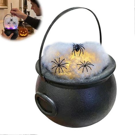 Halloween Witch Pot DIY Decoration Kit with Lights and Spiders for Spooky Tabletop Display (1/5)