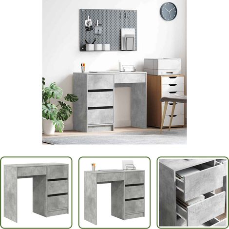 Bureau télétravail - Bureau Gris béton 90 x 37,5 x 75 cm Bois d'ingénierie (1/5)
