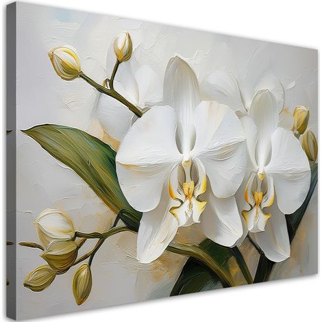 Quadro su tela, Fiore di orchidea dipinto - 60x40 (1/5)
