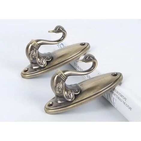 2 PCS Métal Cygne Rideau Crochet Retenue pour Porte Mur Attache Arrière Crochets Suspendus Cintre En Alliage De Zinc Vintage Organisateur Holde Accessoires Bronze (1/5)