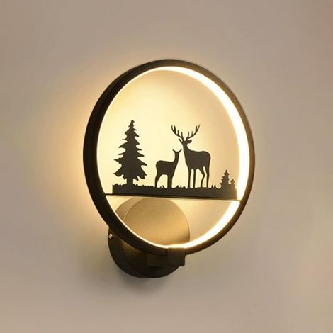Applique murale anneau noir, lampe murale ultra-mince en métal avec abat-jour en acrylique, lampe murale motif dessin animé for chambre d'enfant, LED modernes - 20 W - 3 couleurs (1/5)
