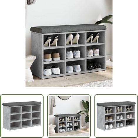 vidaXL Flurbank - Schuhbank Betongrau 82x32x50 cm Holzwerkstoff (1/5)