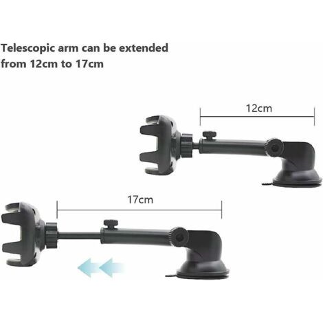 Support Telephone Voiture Tableau de Bord [2 en 1] Rotation 360° Universel Support Portable Voiture Ventouse pour Pare-Brise (1/4)