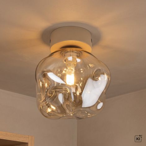 Deckenlampe Beige Cognac Metall Glas G9 B: 15 cm Deckenleuchte (1/5)