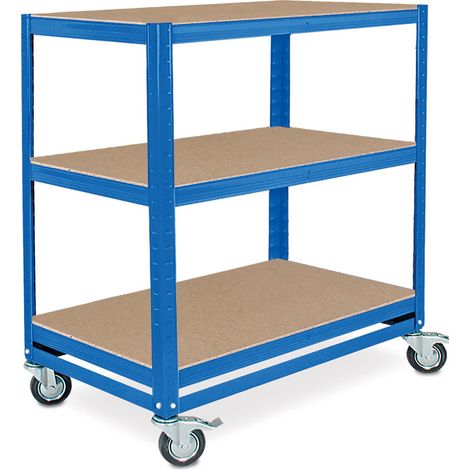 BRB Kommissionierwagen/Etagenwagen mit 3 Ebenen, BxTxH 900x500x1030 mm, Tragkraft 200 kg (blau) (1/2)