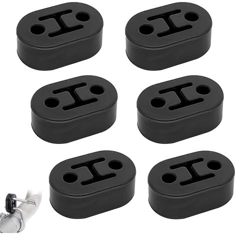 Lot de 6 suspensions d'échappement de voiture, en caoutchouc, 2 trous de 12 mm, support universel pour tuyau d'échappement (73,5 x 47,3 x 21 mm) (1/5)